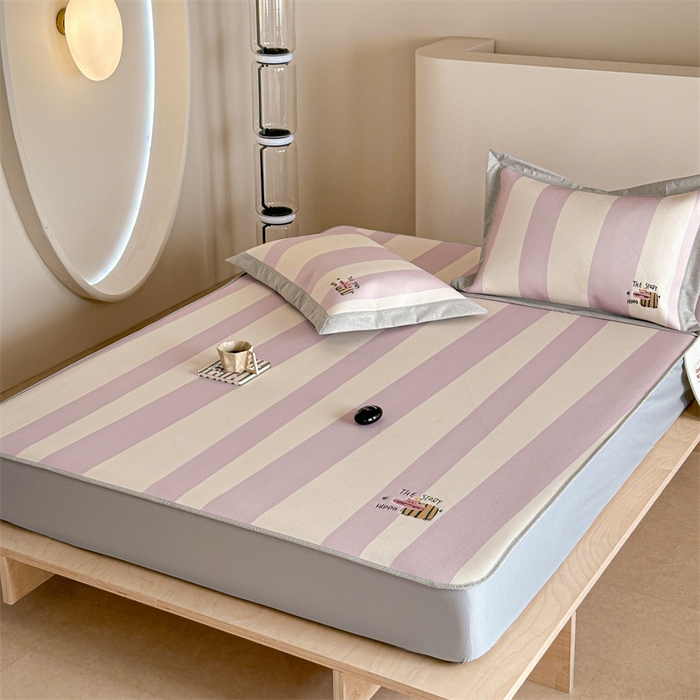 91家纺网 家纺一手货源 找家纺 Sweet dreams甜梦 2025新款母婴级7A抗菌养生冰藤席席子凉席-影棚2床笠款 紫色小河马