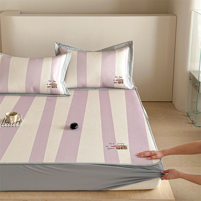 91家纺网 家纺一手货源 找家纺 Sweet dreams甜梦 2025新款母婴级7A抗菌养生冰藤席席子凉席-影棚2床笠款 紫色小河马