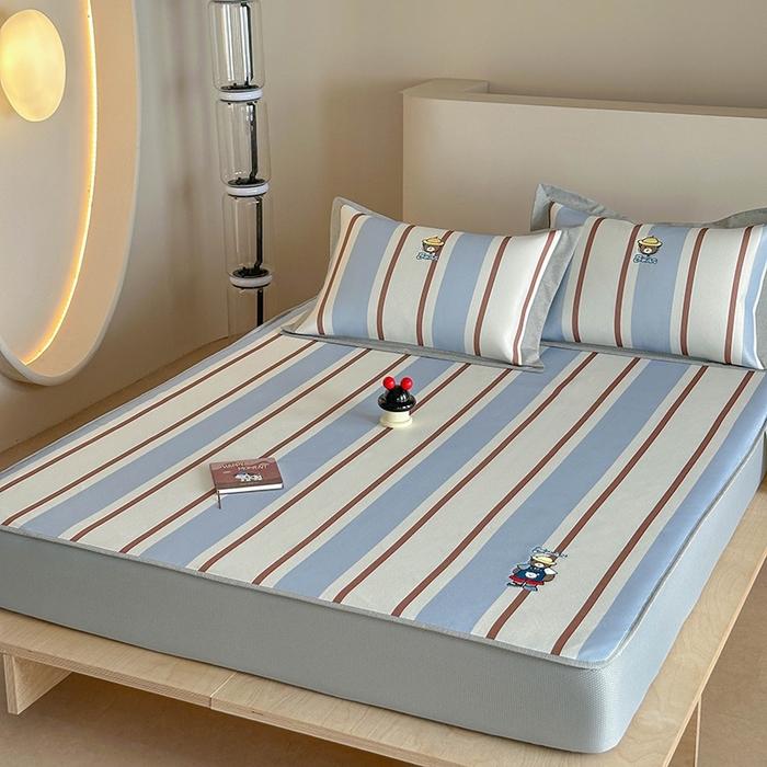 91家纺网 家纺一手货源 找家纺 Sweet dreams甜梦 2025新款母婴级7A抗菌养生冰藤席席子凉席-影棚2床笠款 酷酷熊