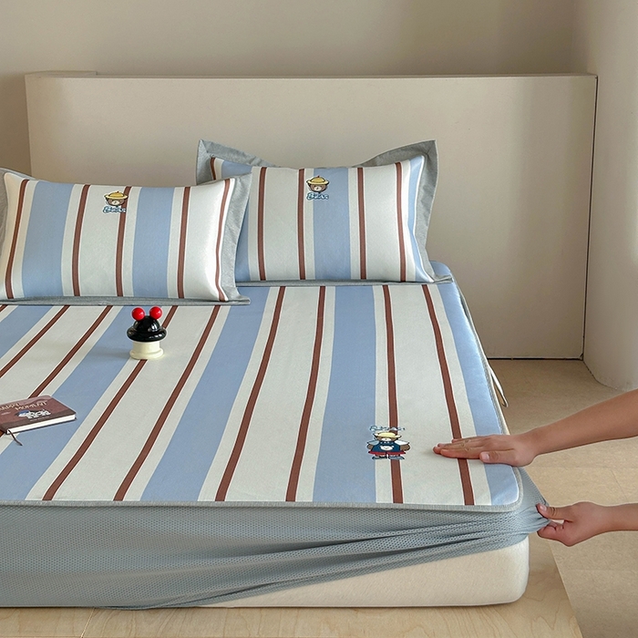 91家纺网 家纺一手货源 找家纺 Sweet dreams甜梦 2025新款母婴级7A抗菌养生冰藤席席子凉席-影棚2床笠款 酷酷熊