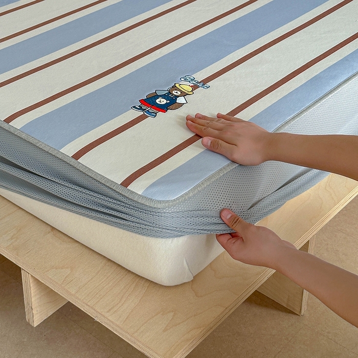 91家纺网 家纺一手货源 找家纺 Sweet dreams甜梦 2025新款母婴级7A抗菌养生冰藤席席子凉席-影棚2床笠款 酷酷熊