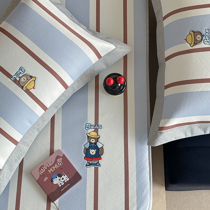 91家纺网 家纺一手货源 找家纺 Sweet dreams甜梦 2025新款母婴级7A抗菌养生冰藤席席子凉席-影棚2床笠款 酷酷熊