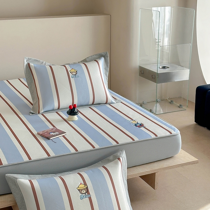 91家纺网 家纺一手货源 找家纺 Sweet dreams甜梦 2025新款母婴级7A抗菌养生冰藤席席子凉席-影棚2床笠款 酷酷熊