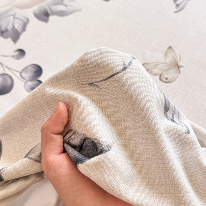 91家纺网 家纺一手货源 找家纺 韩巢家纺 2025新款全棉纯棉田园小清新花卉老粗布席子凉席夏季凉席席子床笠款床套 花蝶纷飞