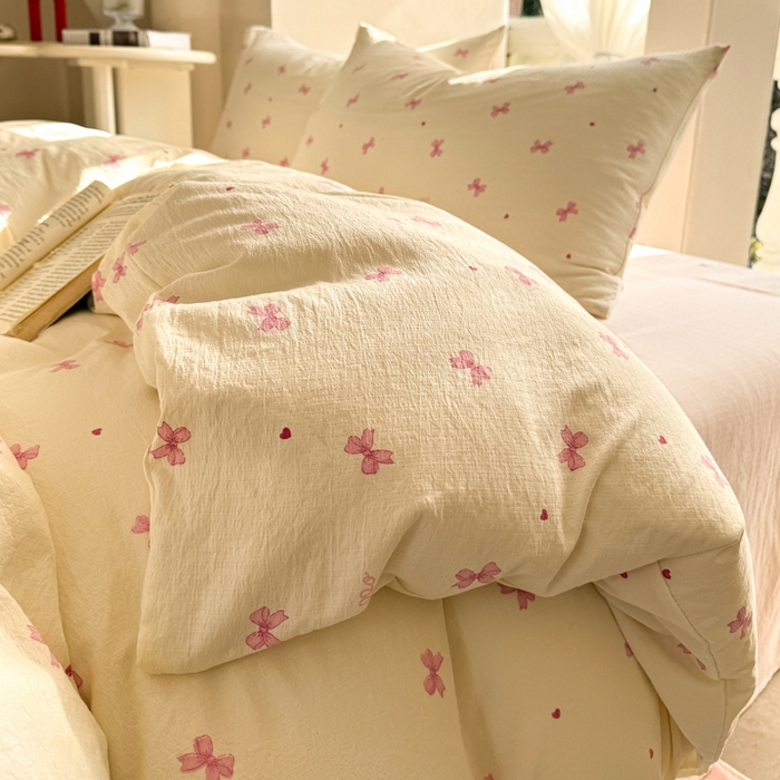 91家纺网 家纺一手货源 找家纺 韩巢家纺 2025新款云感提花双层纱单被套被套单件单品被套-（提供卖家秀） 粉相思