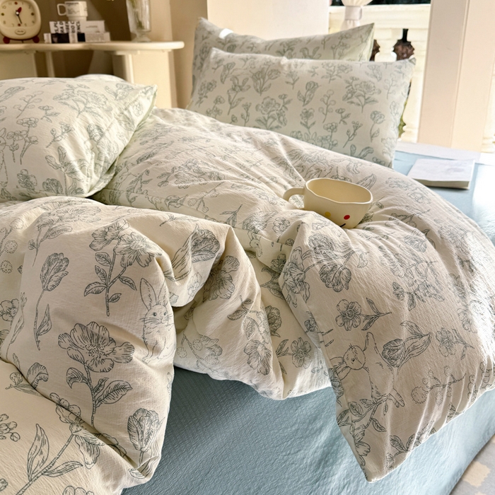 91家纺网 家纺一手货源 找家纺 韩巢家纺 2025新款云感提花双层纱单被套被套单件单品被套-（提供卖家秀） 海像森林