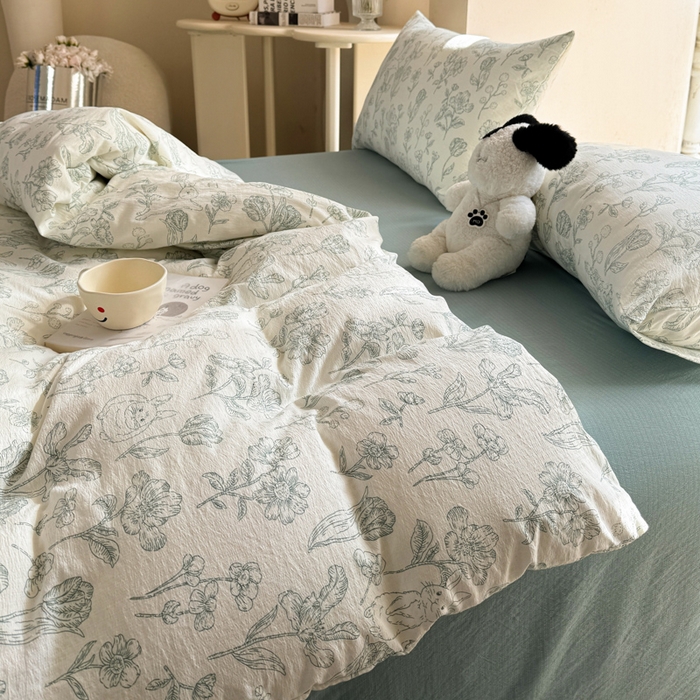 91家纺网 家纺一手货源 找家纺 韩巢家纺 2025新款云感提花双层纱单被套被套单件单品被套-（提供卖家秀） 海像森林