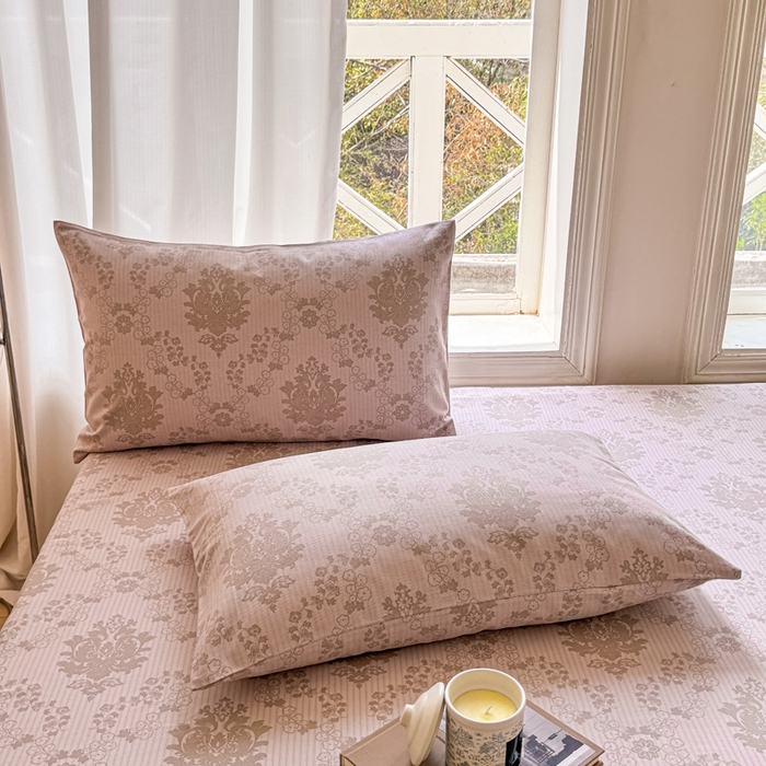 91家纺网 家纺一手货源 找家纺 韩巢家纺 2025新款全棉纯棉田园小清新花卉老粗布席子凉席夏季凉席席子床笠款床套 花开富贵-驼