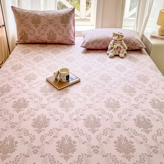 91家纺网 家纺一手货源 找家纺 韩巢家纺 2025新款全棉纯棉田园小清新花卉老粗布席子凉席夏季凉席席子床笠款床套 花开富贵-驼