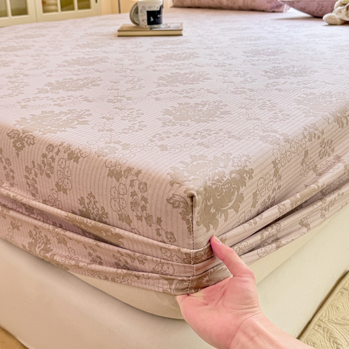 91家纺网 家纺一手货源 找家纺 韩巢家纺 2025新款全棉纯棉田园小清新花卉老粗布席子凉席夏季凉席席子床笠款床套 花开富贵-驼