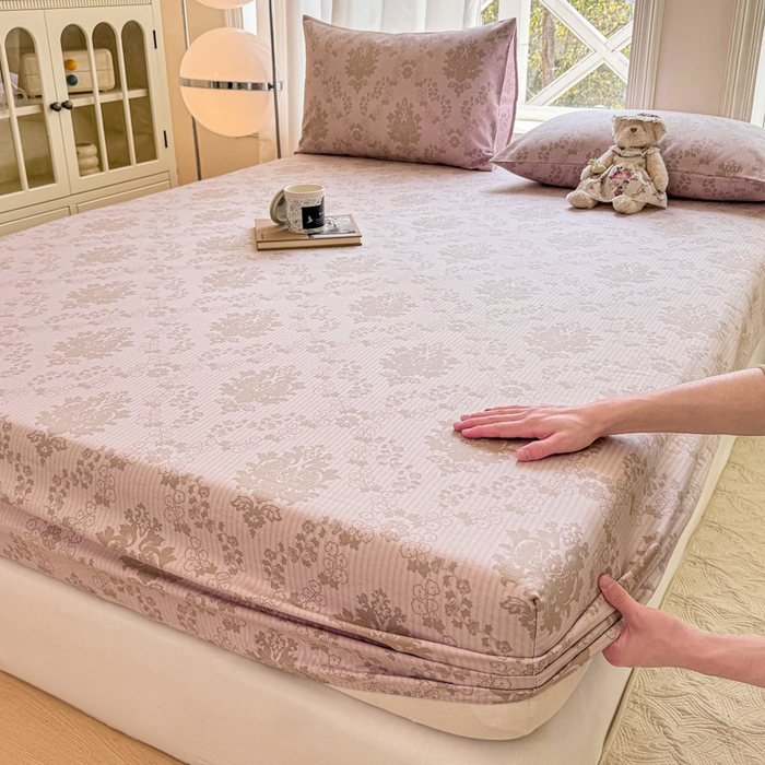 91家纺网 家纺一手货源 找家纺 韩巢家纺 2025新款全棉纯棉田园小清新花卉老粗布席子凉席夏季凉席席子床笠款床套 花开富贵-驼