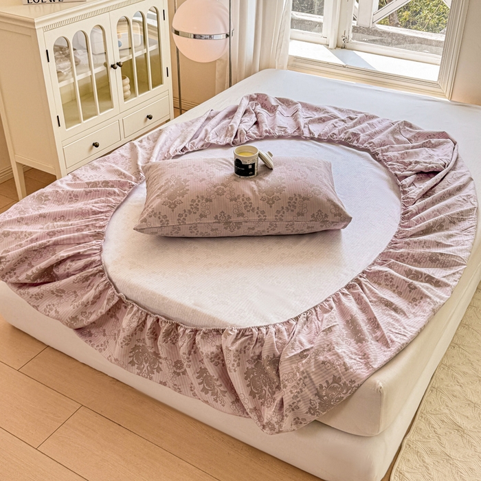 91家纺网 家纺一手货源 找家纺 韩巢家纺 2025新款全棉纯棉田园小清新花卉老粗布席子凉席夏季凉席席子床笠款床套 花开富贵-驼