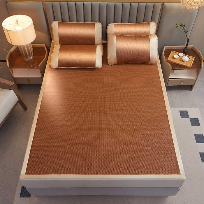 91家纺网 家纺一手货源 找家纺 眠多宝 2025新款单面古藤系列-直角藤席席子 步步高