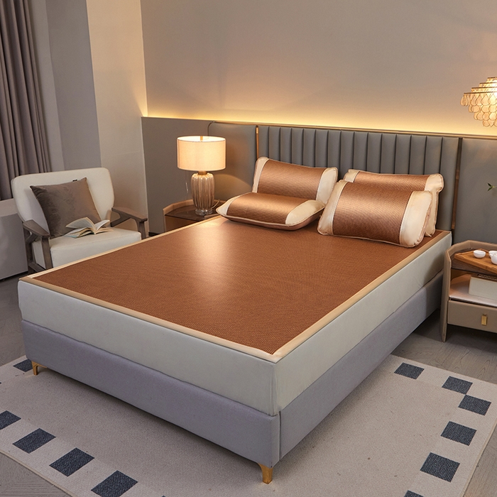 91家纺网 家纺一手货源 找家纺 眠多宝 2025新款单面古藤系列-直角藤席席子 步步高