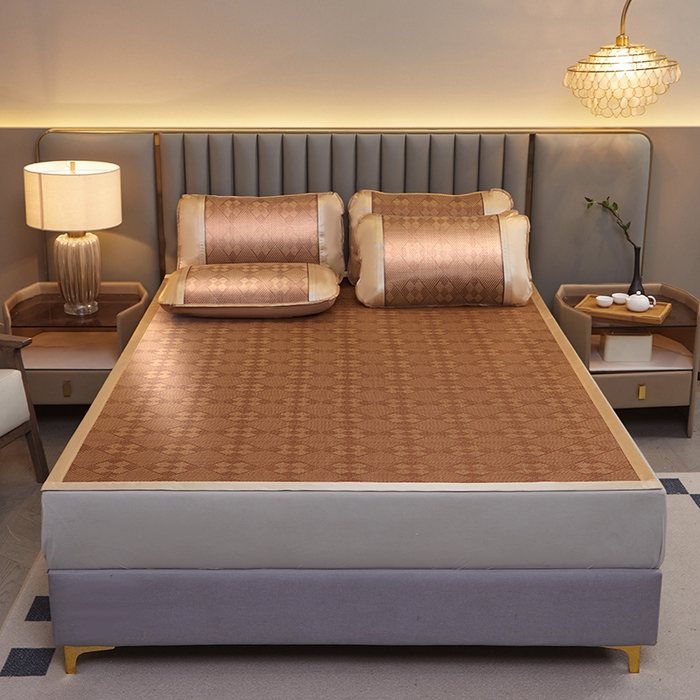 91家纺网 家纺一手货源 找家纺 眠多宝 2025新款单面古藤系列-直角藤席席子 九宫格