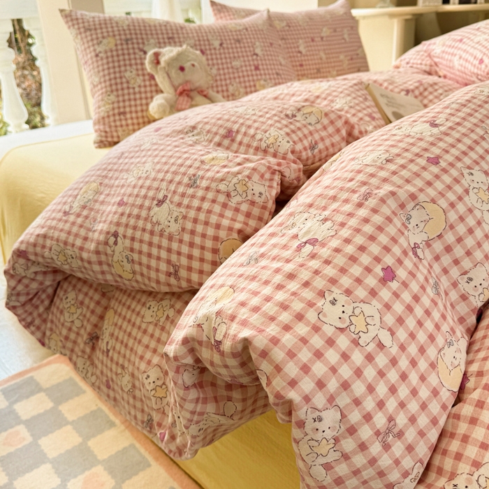 91家纺网 家纺一手货源 找家纺 韩巢家纺 2025新款云感提花双层纱单被套被套单件单品被套-（提供卖家秀） 猫猫晚宴