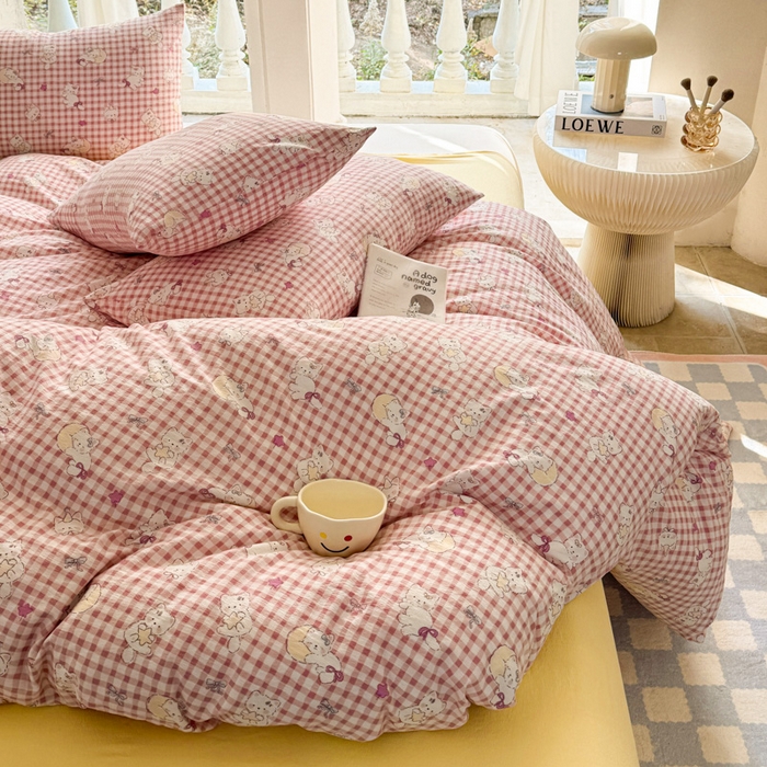 91家纺网 家纺一手货源 找家纺 韩巢家纺 2025新款云感提花双层纱单被套被套单件单品被套-（提供卖家秀） 猫猫晚宴