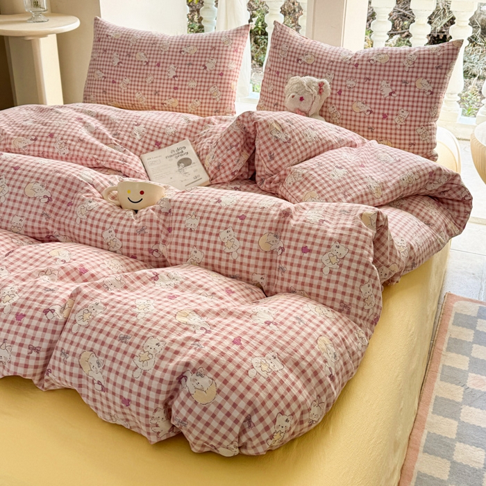 91家纺网 家纺一手货源 找家纺 韩巢家纺 2025新款云感提花双层纱单被套被套单件单品被套-（提供卖家秀） 猫猫晚宴