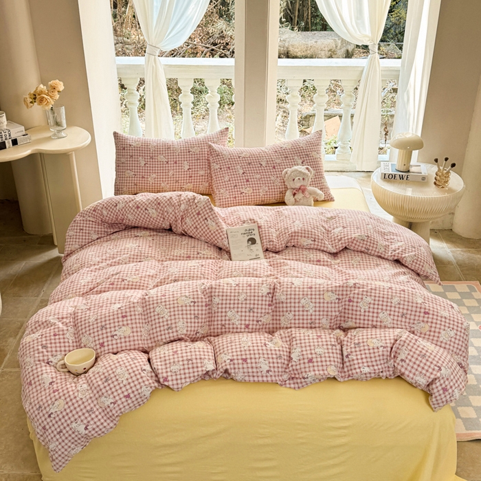 91家纺网 家纺一手货源 找家纺 韩巢家纺 2025新款云感提花双层纱单被套被套单件单品被套-（提供卖家秀） 猫猫晚宴