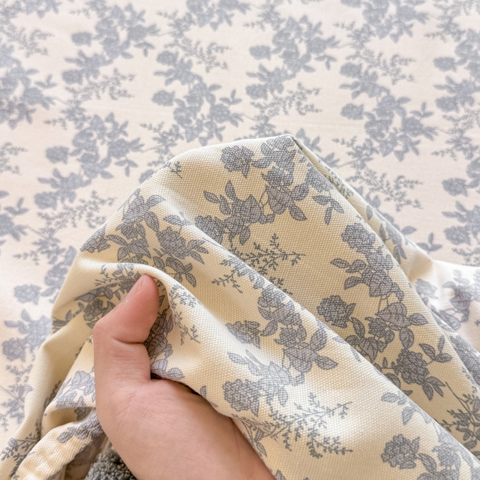 91家纺网 家纺一手货源 找家纺 韩巢家纺 2025新款全棉纯棉田园小清新花卉老粗布席子凉席夏季凉席席子床笠款床套 蓝莲花