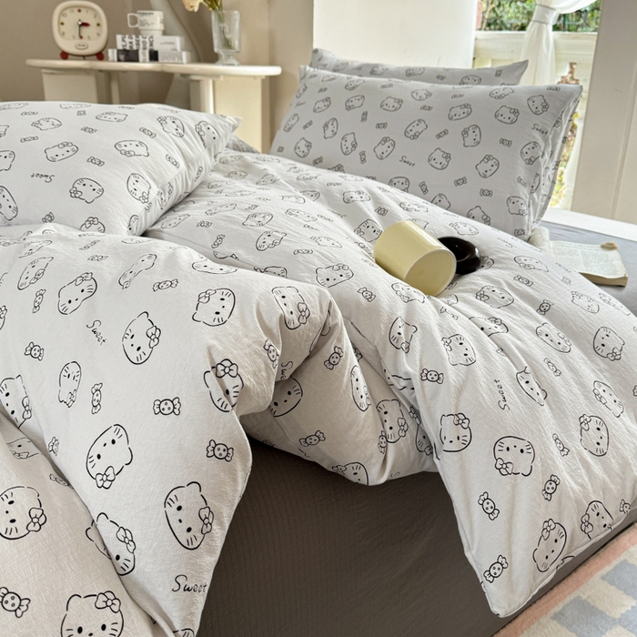 91家纺网 家纺一手货源 找家纺 韩巢家纺 2025新款云感提花双层纱单被套被套单件单品被套-（提供卖家秀） 猫咪恋人