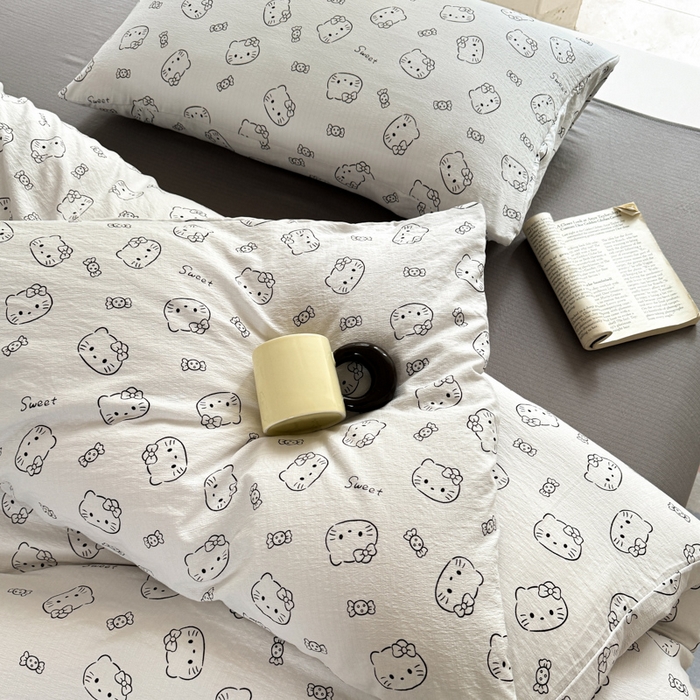 91家纺网 家纺一手货源 找家纺 韩巢家纺 2025新款云感提花双层纱单被套被套单件单品被套-（提供卖家秀） 猫咪恋人