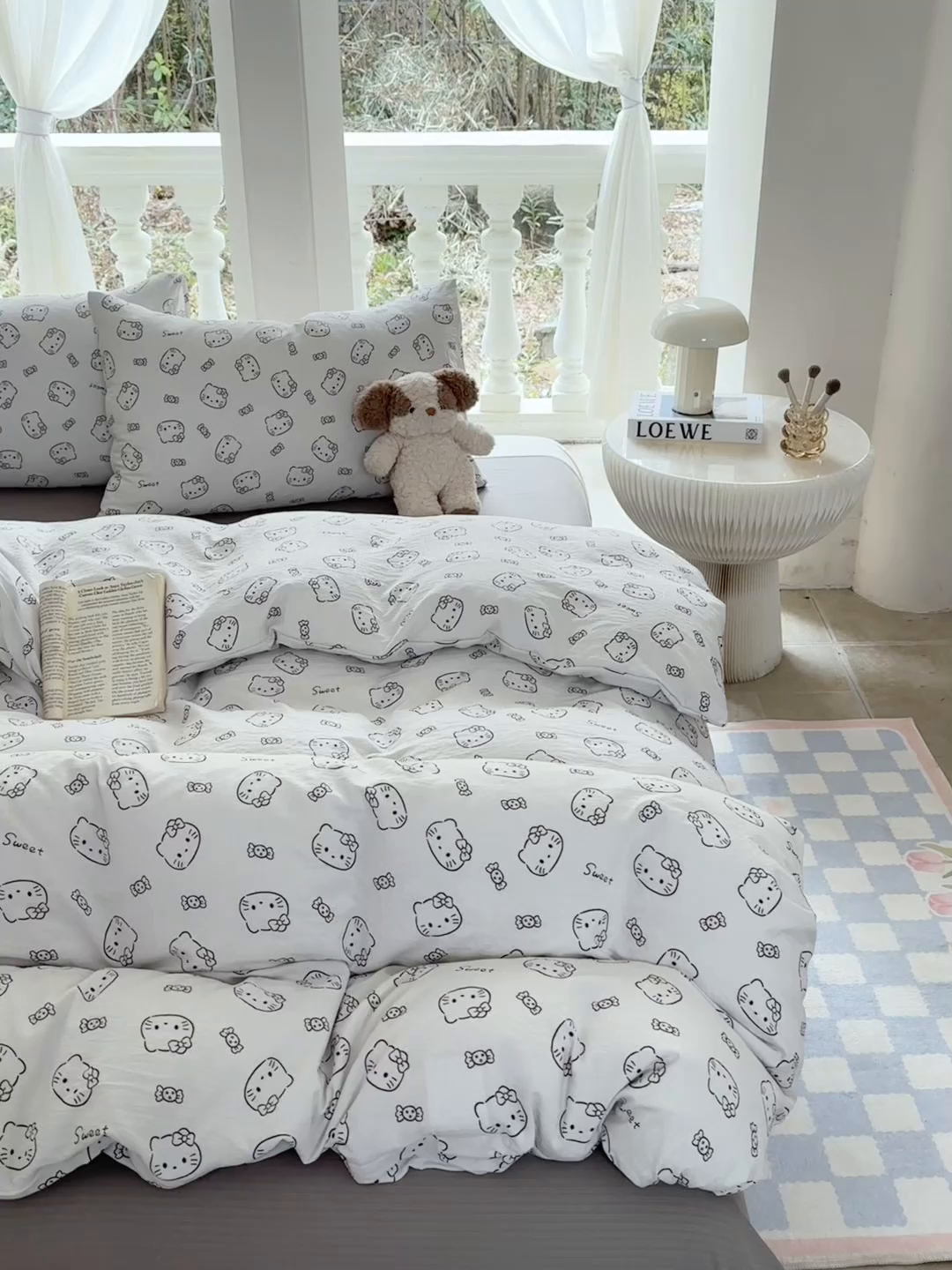 91家纺网 家纺一手货源 找家纺 韩巢家纺 2025新款云感提花双层纱单被套被套单件单品被套-（提供卖家秀） 猫咪恋人