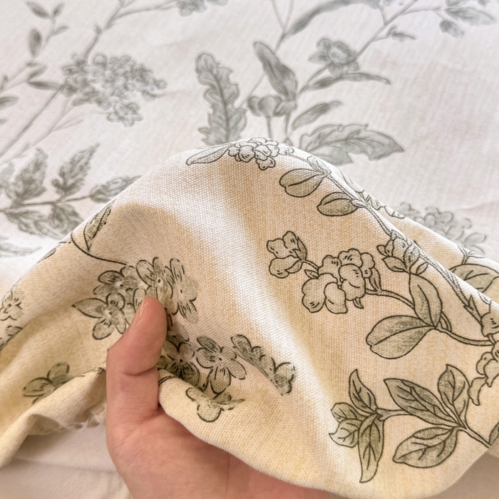 91家纺网 家纺一手货源 找家纺 韩巢家纺 2025新款全棉纯棉田园小清新花卉老粗布席子凉席夏季凉席席子床笠款床套 绿野