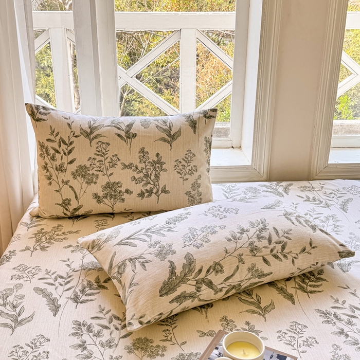 91家纺网 家纺一手货源 找家纺 韩巢家纺 2025新款全棉纯棉田园小清新花卉老粗布席子凉席夏季凉席席子床笠款床套 绿野