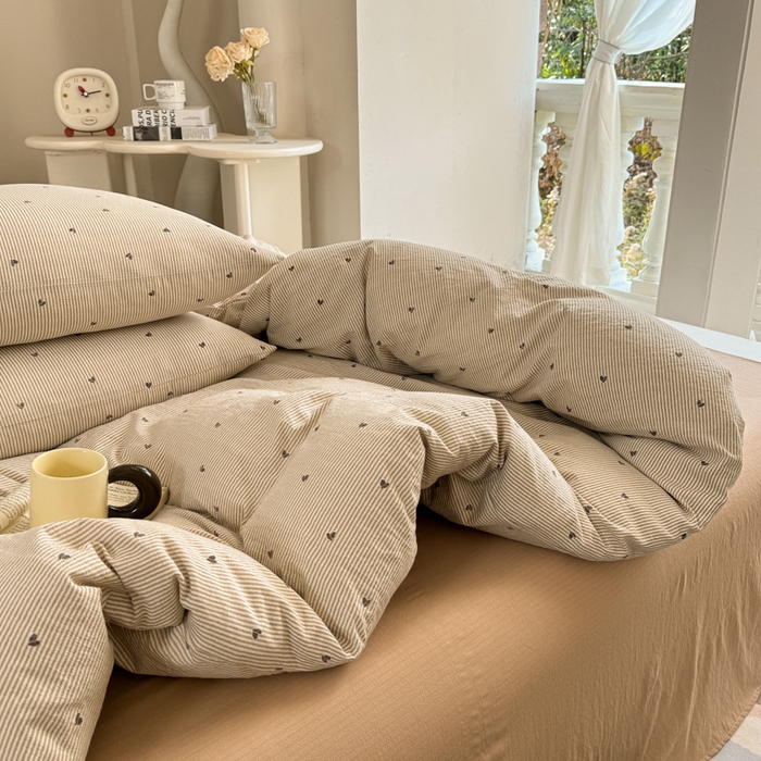 91家纺网 家纺一手货源 找家纺 韩巢家纺 2025新款云感提花双层纱单被套被套单件单品被套-（提供卖家秀） 米倾心