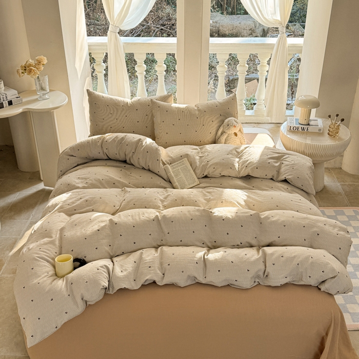 91家纺网 家纺一手货源 找家纺 韩巢家纺 2025新款云感提花双层纱单被套被套单件单品被套-（提供卖家秀） 米倾心