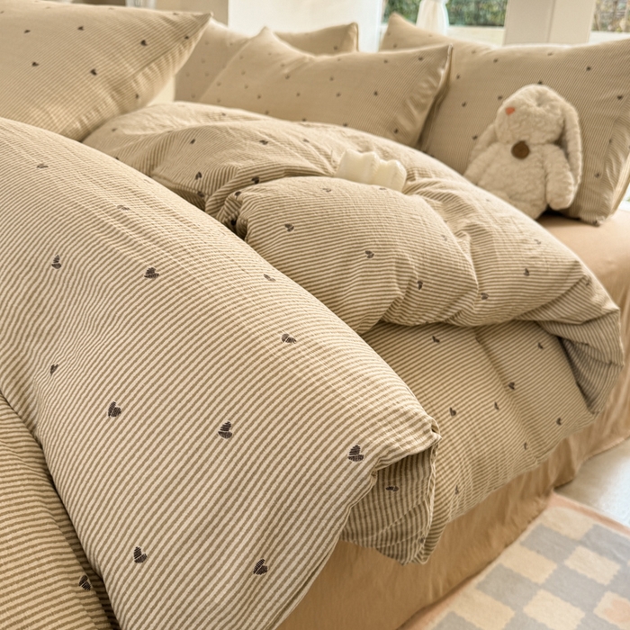 91家纺网 家纺一手货源 找家纺 韩巢家纺 2025新款云感提花双层纱单被套被套单件单品被套-（提供卖家秀） 米倾心