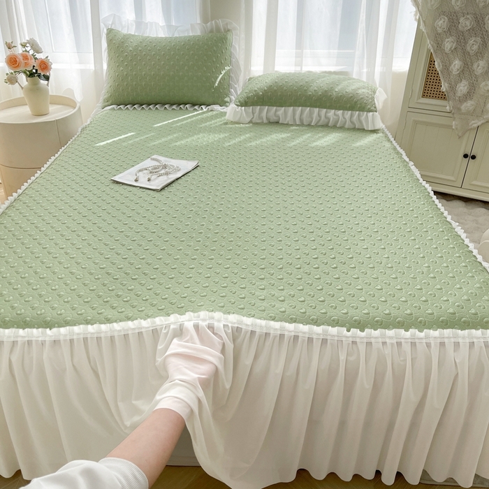 91家纺网 家纺一手货源 找家纺 （总）怡源梦 2025新款A类高分子凉感凉席床裙款-心动系列