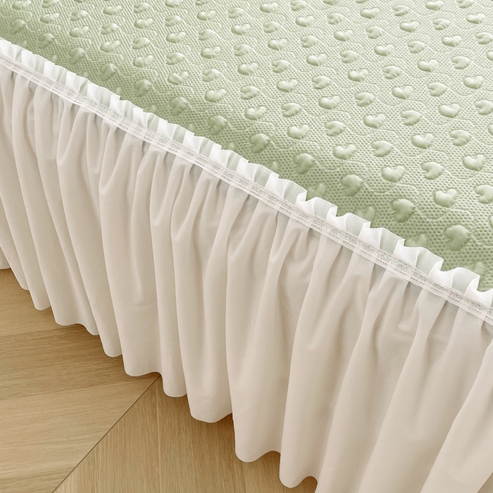 91家纺网 家纺一手货源 找家纺 怡源梦 2025新款A类高分子凉感凉席床裙款-心动系列 绿色