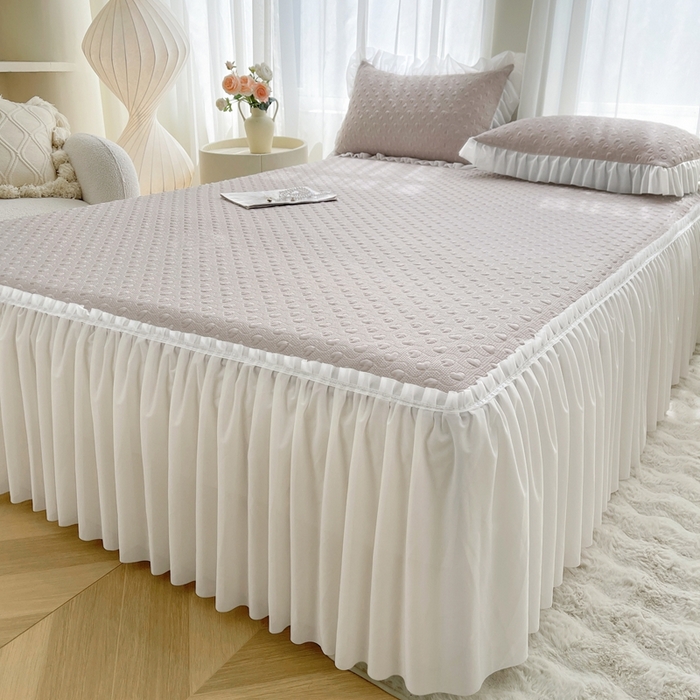 91家纺网 家纺一手货源 找家纺 怡源梦 2025新款A类高分子凉感凉席床裙款-心动系列 香槟金