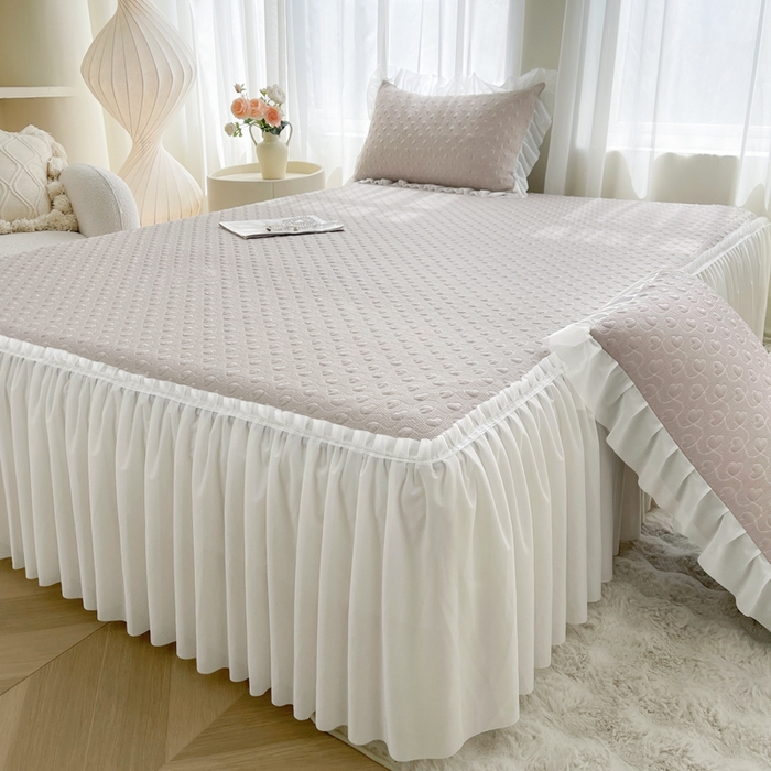 91家纺网 家纺一手货源 找家纺 怡源梦 2025新款A类高分子凉感凉席床裙款-心动系列 香槟金