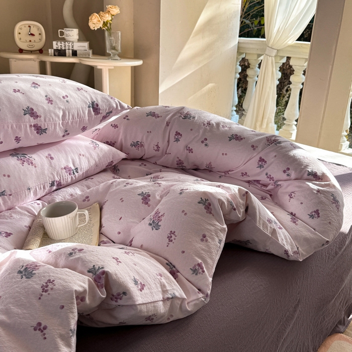91家纺网 家纺一手货源 找家纺 韩巢家纺 2025新款云感提花双层纱单被套被套单件单品被套-（提供卖家秀） 葡萄七分甜