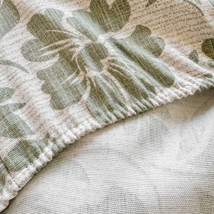 91家纺网 家纺一手货源 找家纺 韩巢家纺 2025新款全棉纯棉田园小清新花卉老粗布席子凉席夏季凉席席子床笠款床套 青花-绿