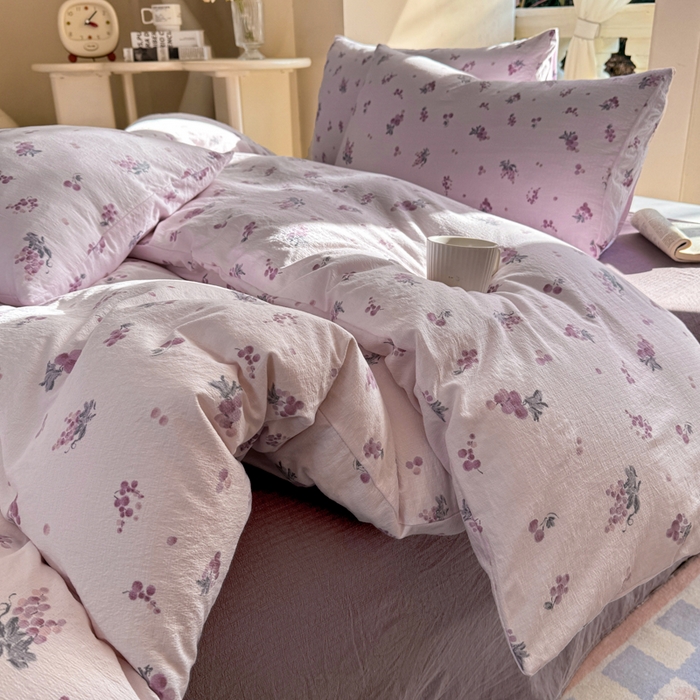 91家纺网 家纺一手货源 找家纺 韩巢家纺 2025新款云感提花双层纱单被套被套单件单品被套-（提供卖家秀） 葡萄七分甜
