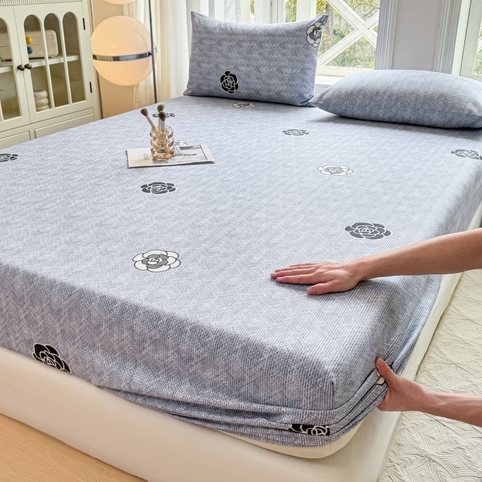 91家纺网 家纺一手货源 找家纺 韩巢家纺 2025新款全棉纯棉田园小清新花卉老粗布席子凉席夏季凉席席子床笠款床套 香奈花