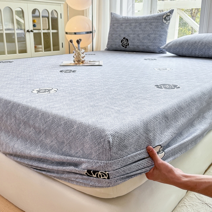 91家纺网 家纺一手货源 找家纺 韩巢家纺 2025新款全棉纯棉田园小清新花卉老粗布席子凉席夏季凉席席子床笠款床套 香奈花