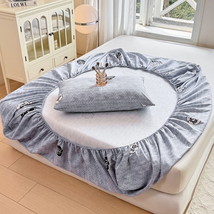 91家纺网 家纺一手货源 找家纺 韩巢家纺 2025新款全棉纯棉田园小清新花卉老粗布席子凉席夏季凉席席子床笠款床套 香奈花