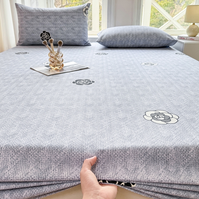 91家纺网 家纺一手货源 找家纺 韩巢家纺 2025新款全棉纯棉田园小清新花卉老粗布席子凉席夏季凉席席子床笠款床套 香奈花