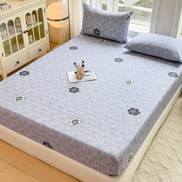 91家纺网 家纺一手货源 找家纺 韩巢家纺 2025新款全棉纯棉田园小清新花卉老粗布席子凉席夏季凉席席子床笠款床套 香奈花