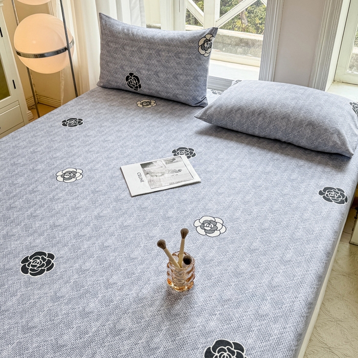 91家纺网 家纺一手货源 找家纺 韩巢家纺 2025新款全棉纯棉田园小清新花卉老粗布席子凉席夏季凉席席子床笠款床套 香奈花