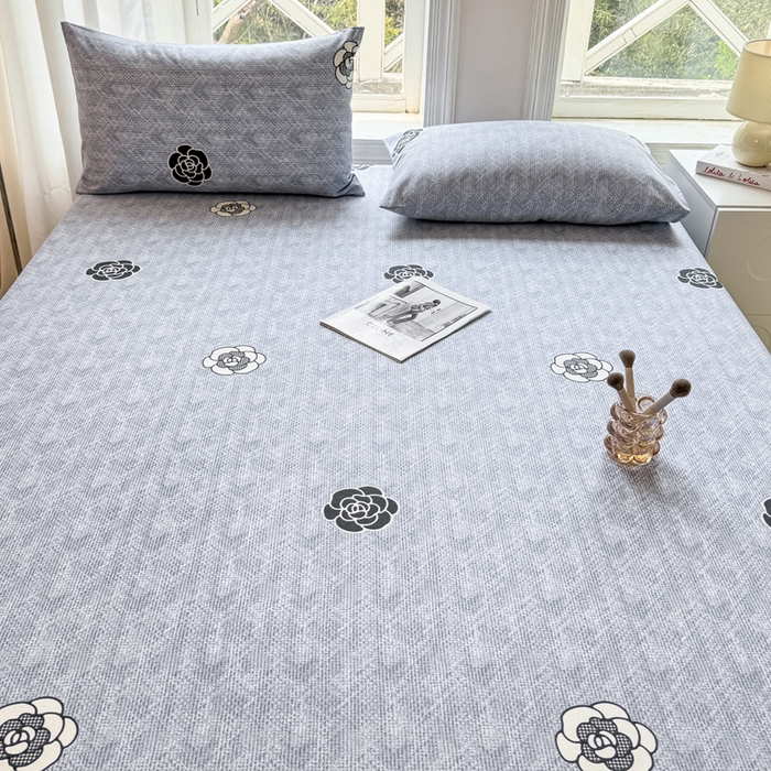 91家纺网 家纺一手货源 找家纺 韩巢家纺 2025新款全棉纯棉田园小清新花卉老粗布席子凉席夏季凉席席子床笠款床套 香奈花