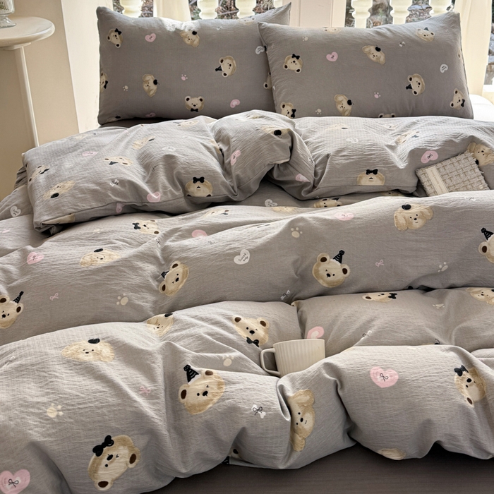 91家纺网 家纺一手货源 找家纺 韩巢家纺 2025新款云感提花双层纱单被套被套单件单品被套-（提供卖家秀） 奇妙小熊