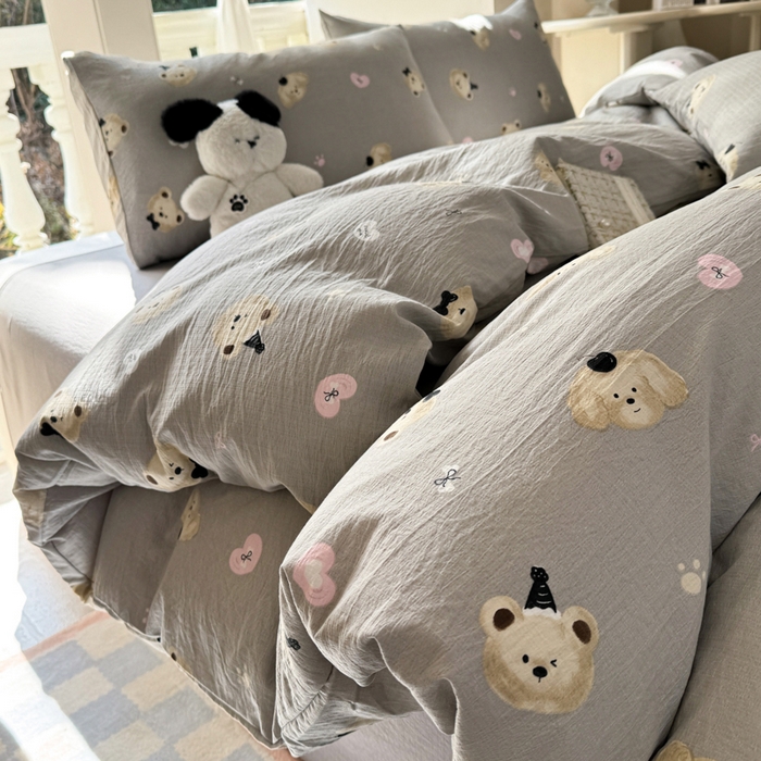 91家纺网 家纺一手货源 找家纺 韩巢家纺 2025新款云感提花双层纱单被套被套单件单品被套-（提供卖家秀） 奇妙小熊