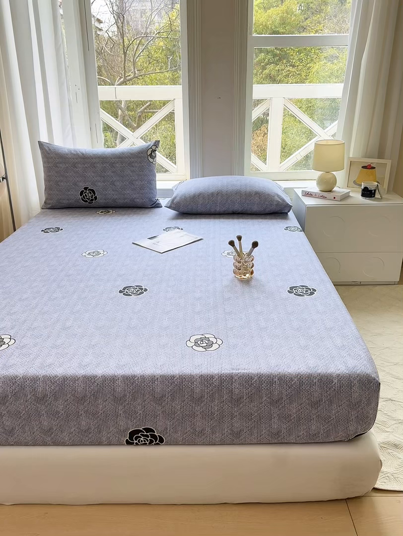 91家纺网 家纺一手货源 找家纺 韩巢家纺 2025新款全棉纯棉田园小清新花卉老粗布席子凉席夏季凉席席子床笠款床套 香奈花