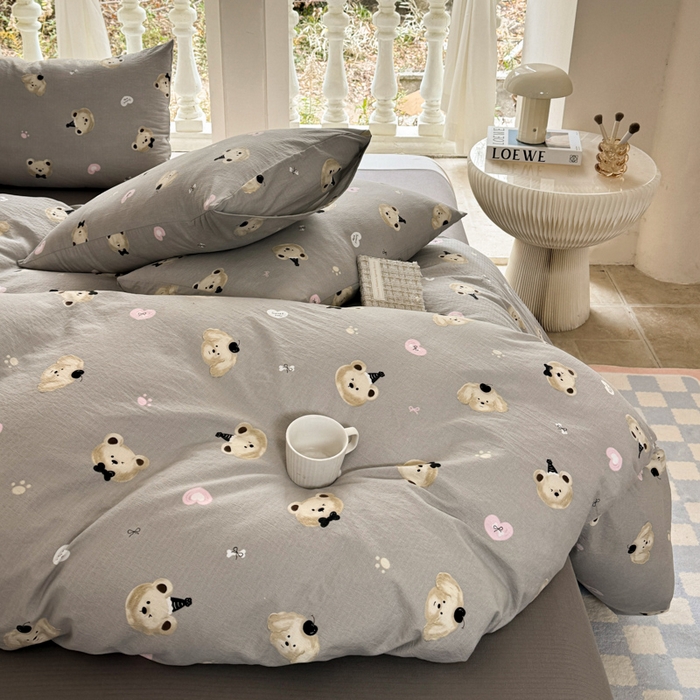 91家纺网 家纺一手货源 找家纺 韩巢家纺 2025新款云感提花双层纱单被套被套单件单品被套-（提供卖家秀） 奇妙小熊